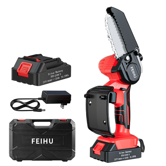 FEIHU 21V Mini Chainsaw Hand-held Powered  Chain Saw Small Chainsaw Cordless Battery Mini Chainsaw for Courtyard Branch Wood Cutting