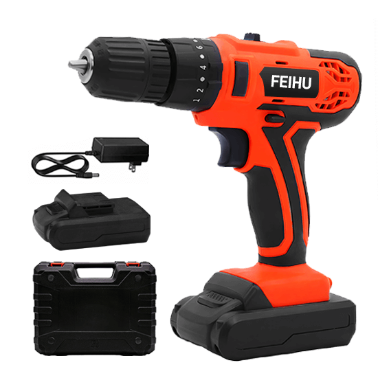 FEIHU Cordless Impact Drill  with Battery High Torque Tool Lithium 21V Impact Cordless Drill Driver